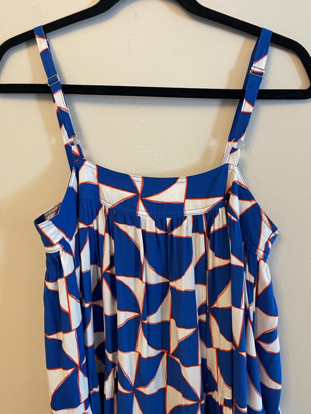 Women's Blue Geometric Tiered Maxi Dress - Picture 3 of 11